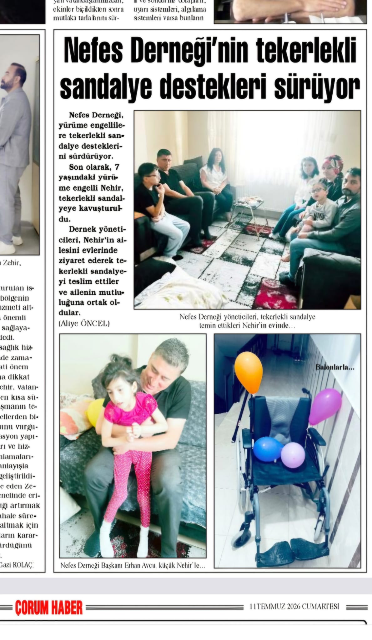 Nefes Derneği’nin tekerlekli sandalye destekleri sürüyor